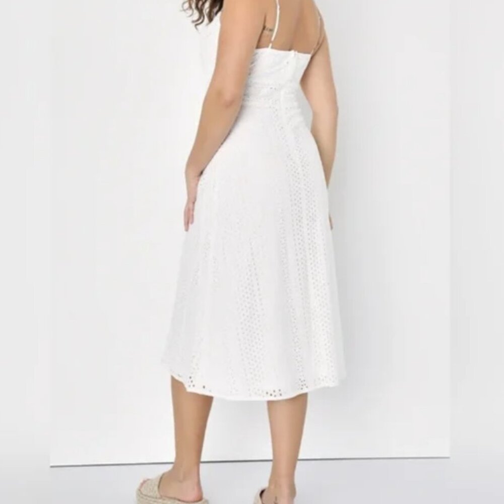 NEW Lulus Adored Aura White Eyelet Embroidered Cutout Midi Dress Small - Picture 2 of 8
